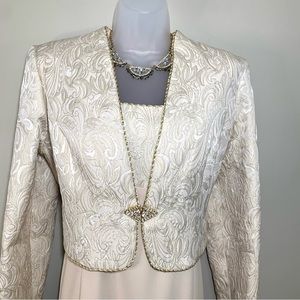 Mother of the Bride Long Empire Waist Sleeveless Sheath Dress with Bolero Jacket